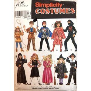 Simplicity 9698 Costume Sewing Pattern For Kids Size 3-8 Halloween & Theme Costu